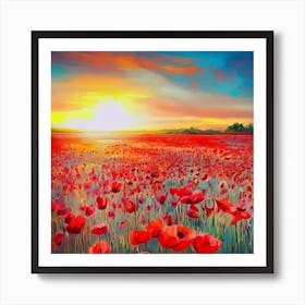 Poppies At Sunset Art Print