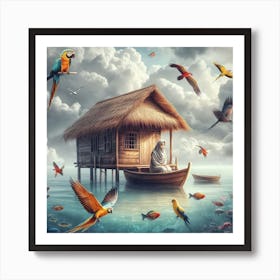 Parrots In The House Art Print