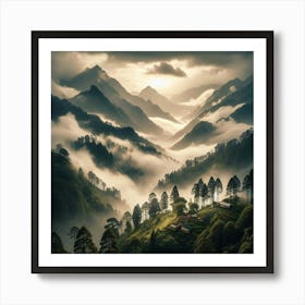 Clouds In The Mountains Art Print