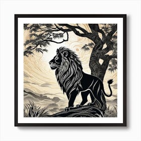 Lion In The Forest 29 Art Print