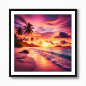 Sunset On The Beach 1 Art Print