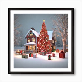 Christmas Tree In The Snow Art Print