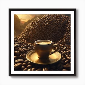 Coffee Cup On Coffee Beans 7 Art Print