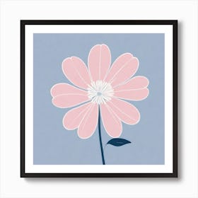 A White And Pink Flower In Minimalist Style Square Composition 533 Art Print