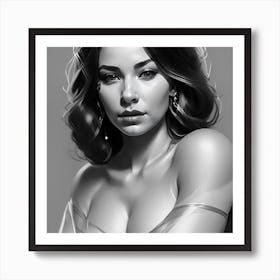 Black And White Portrait Of A Woman Art Print