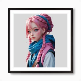 Anime Girl With Pink Hair Art Print