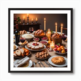 Christmas Table Setting Art Print