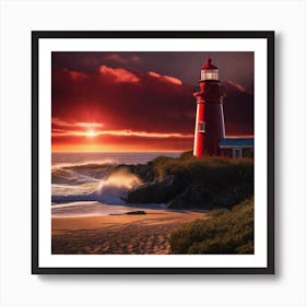 Lighthouse At Sunset 27 Art Print