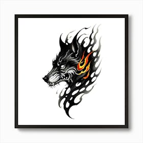 Wolf Head Tattoo 11 Art Print