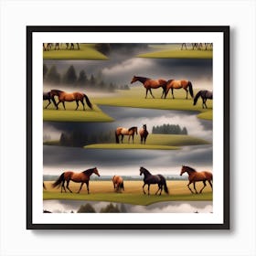 Horses In A Field 22 Art Print