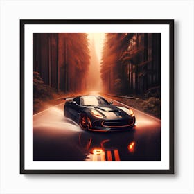 Sports Car In The Forest Poster