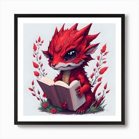 Dragon Reading A Book 3 Art Print
