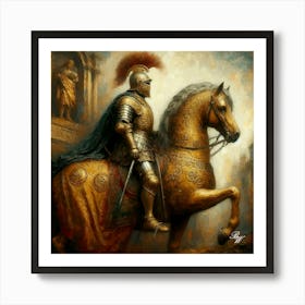 Golden Knight On A Golden Steed 4 Copy Art Print