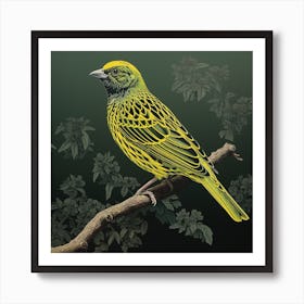 Ohara Koson Inspired Bird Painting Yellowhammer 4 Square Art Print