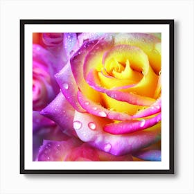 Beautiful pink, yellow, and purple chameleon roses 2 Art Print