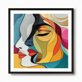 Woman'S Face 1 - colorful cubism, cubism, cubist art,    abstract art, abstract painting  city wall art, colorful wall art, home decor, minimal art, modern wall art, wall art, wall decoration, wall print colourful wall art, decor wall art, digital art, digital art download, interior wall art, downloadable art, eclectic wall, fantasy wall art, home decoration, home decor wall, printable art, printable wall art, wall art prints, artistic expression, contemporary, modern art print, Art Print