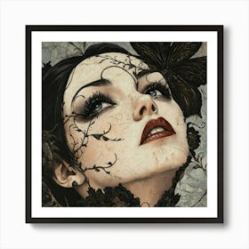 Woman With A Butterfly Art Print