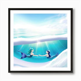 Mermaid friends  Art Print