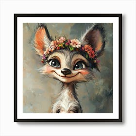 Fox In Flower Crown 10 Affiche