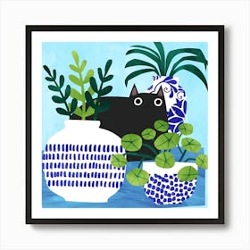 Cat In Pots Art Print