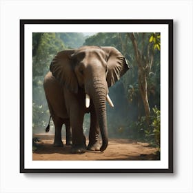 Elephant In The Forest Art Print