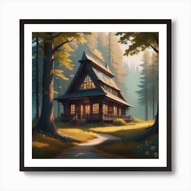Library In The Woods Art Print