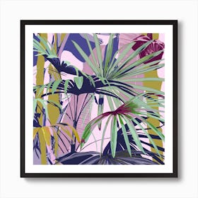 Palms And Banana Plants Square Art Print