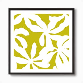 Golden Shadows In Green Square Art Print