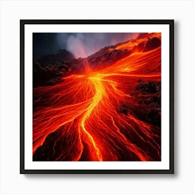 Firefly Volcanic, Magma, Flow, Illustration, Molten, Lava, Heat, Fiery, Color Palette, Orange, Red, Poster