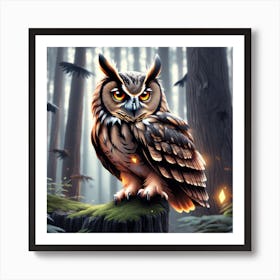 Owl In The Forest 17 Art Print