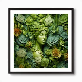 Green Woman In A Garden Art Print