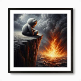 Teddy Bear On Cliff 2 Art Print