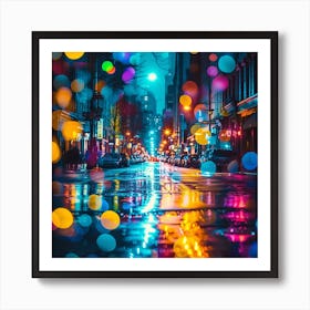 Bokeh City Night Art Print