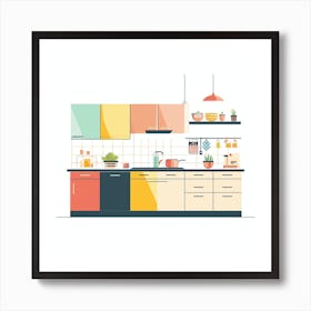 Kitchen Interior Flat Vector Illustration 5 Art Print