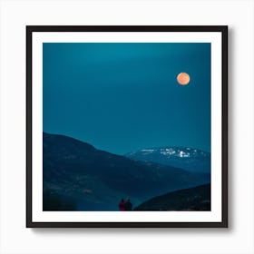 Full Moon In The Mountains Art Print