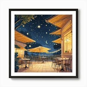 Cafe Terrace At Night (6) Art Print