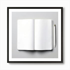 Mock Up Blank Pages Open Book Spread Unmarked Writable Notebook Journal White Clean Min (1) Art Print