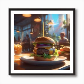 Burger In A Restaurant 23 Art Print