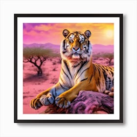 Tiger In The Desert 1 Art Print