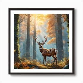 Deer In The Woods 59 Art Print