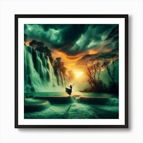 Waterfall In The Forest Art Print