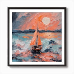 Sailboat At Sunset Art Print