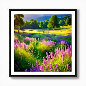 Lavender Field At Sunset Art Print