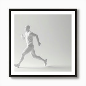 Man Running On White Background Art Print