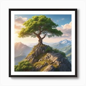 Lone Tree On Top Of Mountain 58 Art Print
