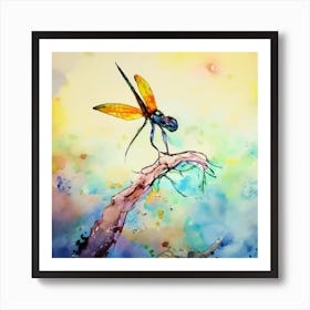 Dragonfly On Branch Art Print