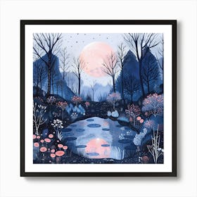 Moonlight In The Forest 3 Art Print