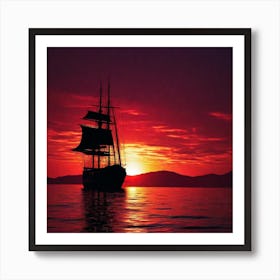 Sailboat At Sunset 19 Art Print