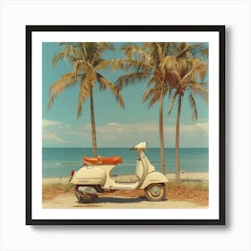 Vespa On The Beach Art Print