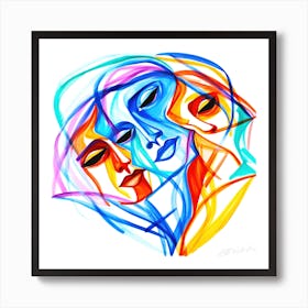 Abstract Face Art - Abstract 3D Art Print